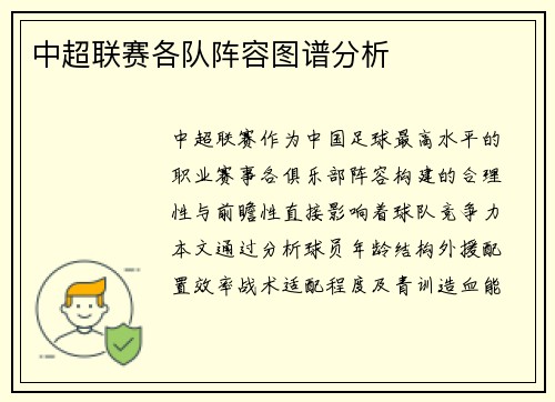 中超联赛各队阵容图谱分析